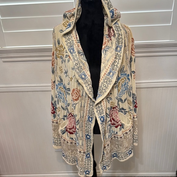 Johnny Was Sweaters - BIYA- Johnny Was, XLFloral Knit Hooded Cardigan